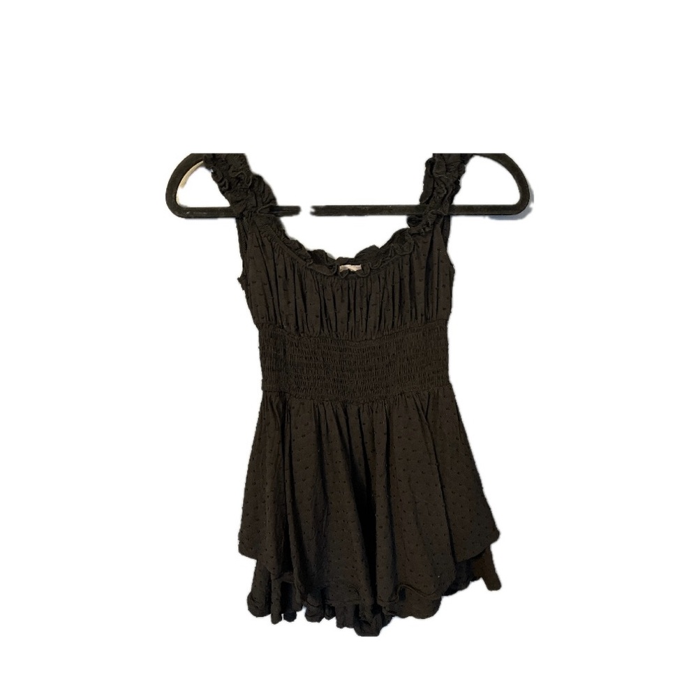Urban outfitters black babydoll romper with ruffle detailing